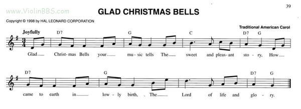 56.GLADCHRISTMASBELLS简谱小提琴版,新手独奏曲谱曲子五线谱