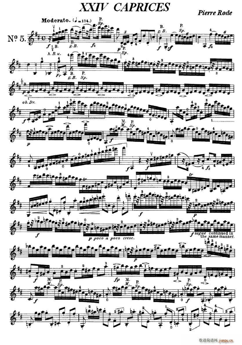 24首小提琴练习曲之5简谱小提琴版,五线谱,新手独奏曲谱完整版