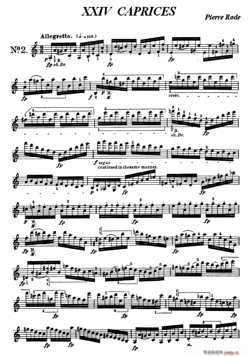 24首小提琴练习曲之2简谱小提琴版,五线谱,初学者独奏曲谱高清