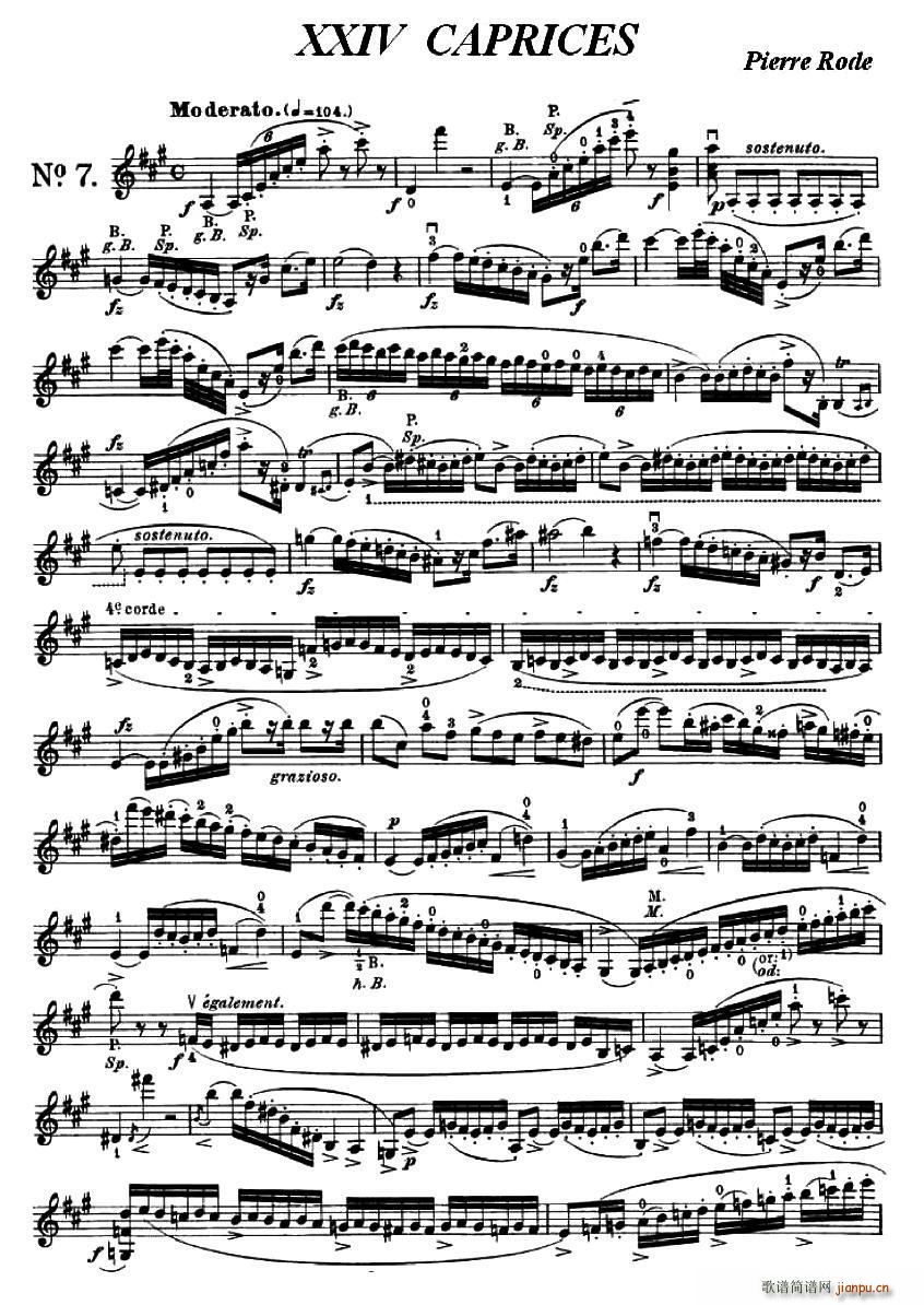 24首小提琴练习曲之7简谱小提琴版,五线谱,入门独奏曲谱高清