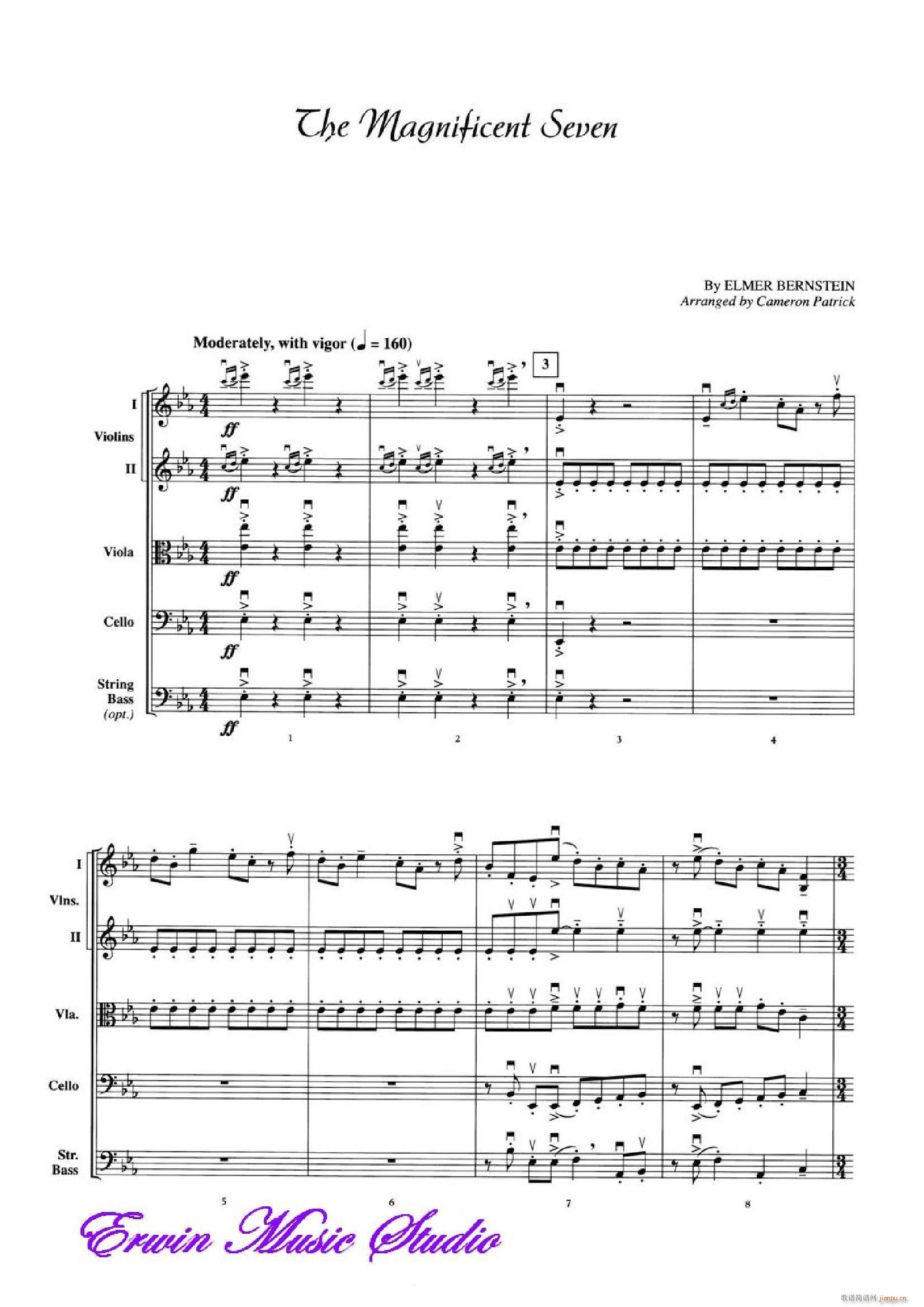 The Magnificent Seven简谱小提琴版,五线谱,新手独奏曲谱完整版