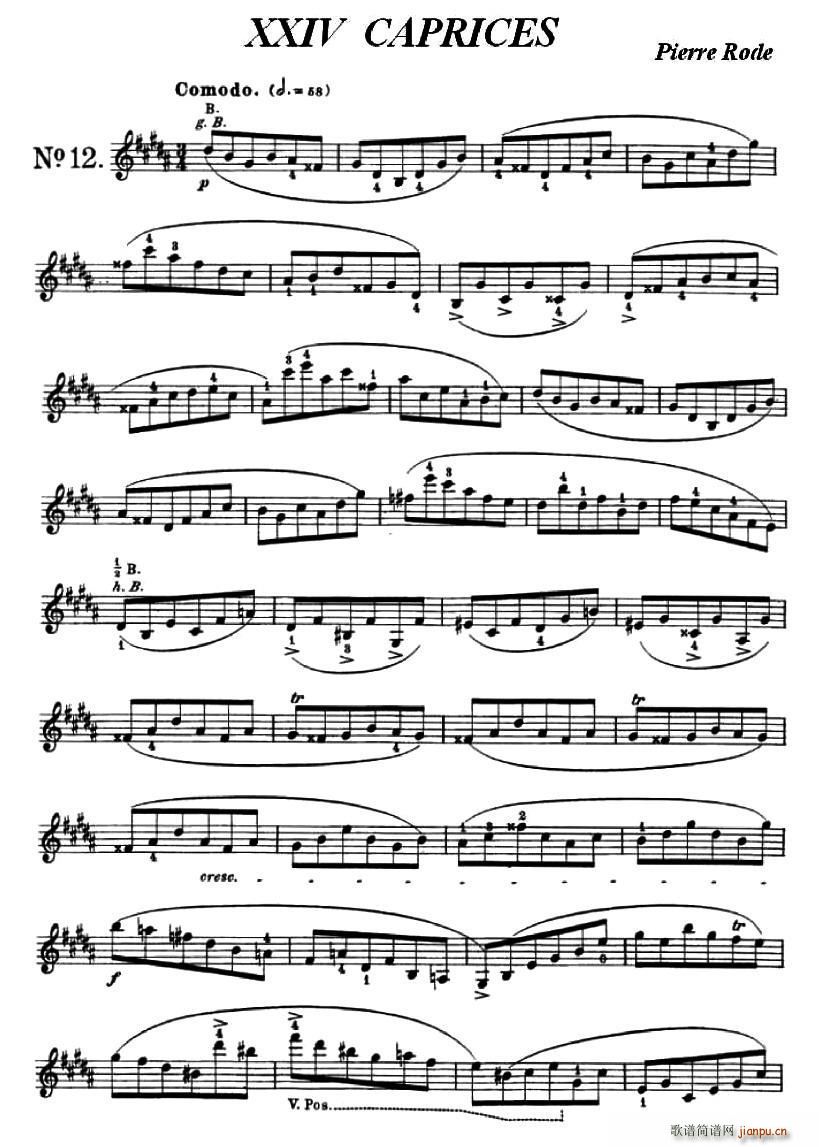 24首小提琴练习曲之12简谱小提琴版,五线谱,新手独奏曲谱图片