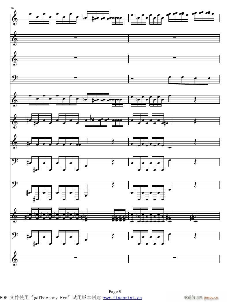 维瓦尔蒂  四季　冬 小提琴协奏曲9-16提琴简谱小提琴版,五线谱,初学者独奏曲谱完整版