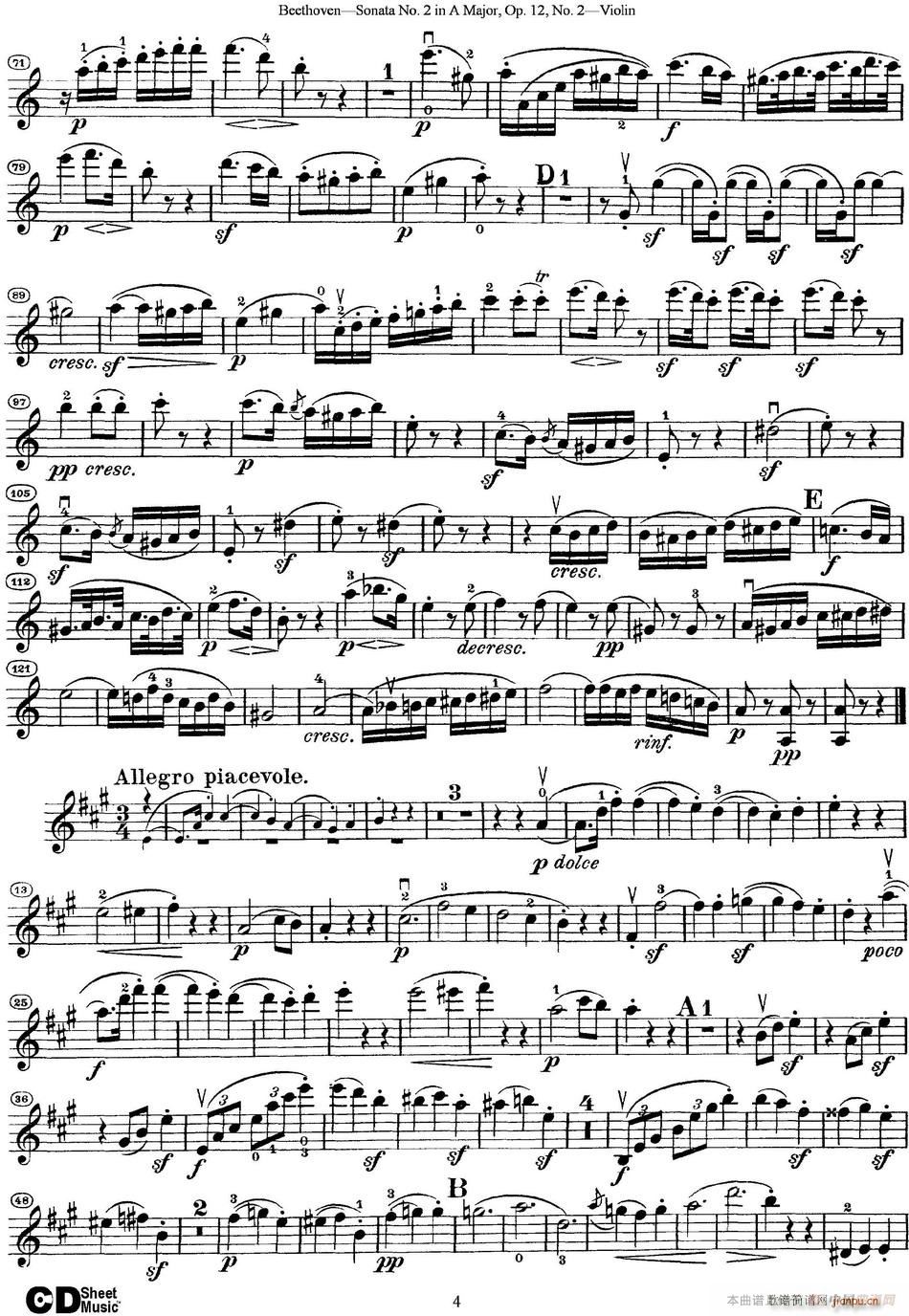 Violin Sonata No 2 in A Major Op 12 No 2 4
