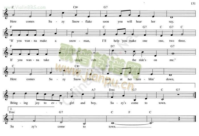 SUZYSNOWFLAKE简谱小提琴版,初学者独奏曲谱完整版五线谱