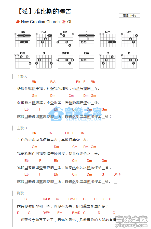 雅比斯的祷告吉他谱,原版歌曲,简单未知调弹唱教学,六线谱指弹简谱1张图