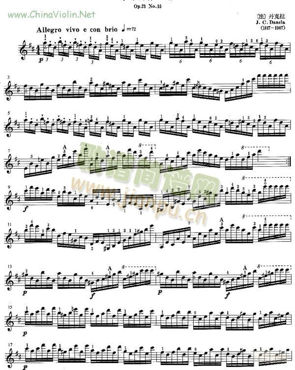 丹克拉Op.73No.15简谱小提琴版,新手独奏曲谱曲子五线谱