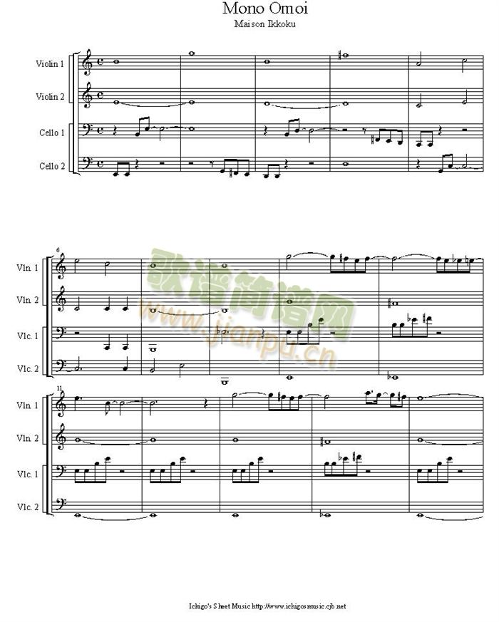 mono_omoi简谱小提琴版,五线谱,新手独奏曲谱完整版