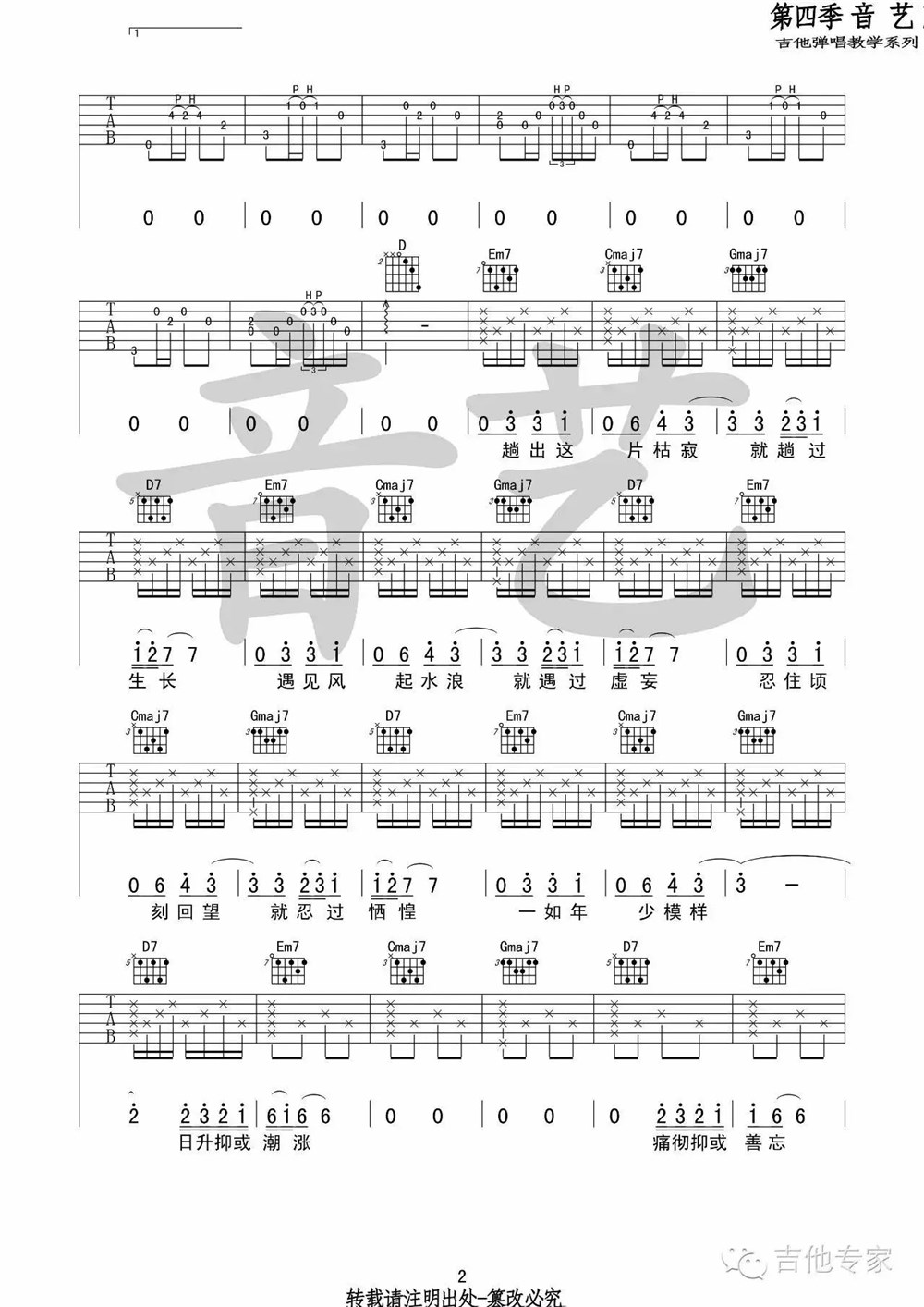 《途中吉他谱》_陈鸿宇_G调 图二