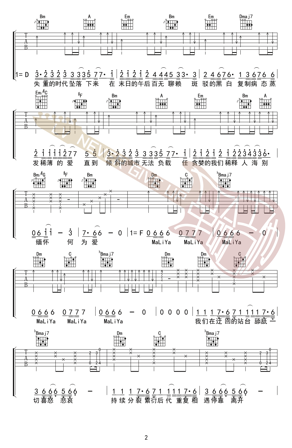 《病态吉他谱》_薛之谦_F调 图二