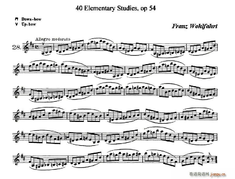 40首初级技巧练习曲之28简谱小提琴版,新手独奏曲谱高清五线谱