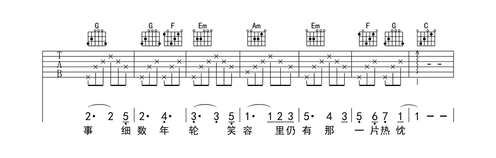 《芬芳一生吉他谱》_毛不易_F调 图四