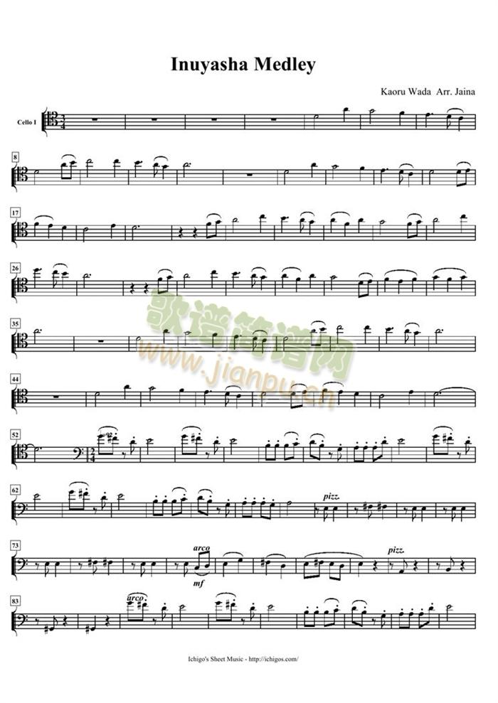 InuyashaMedley简谱小提琴版,初学者独奏曲谱完整版五线谱