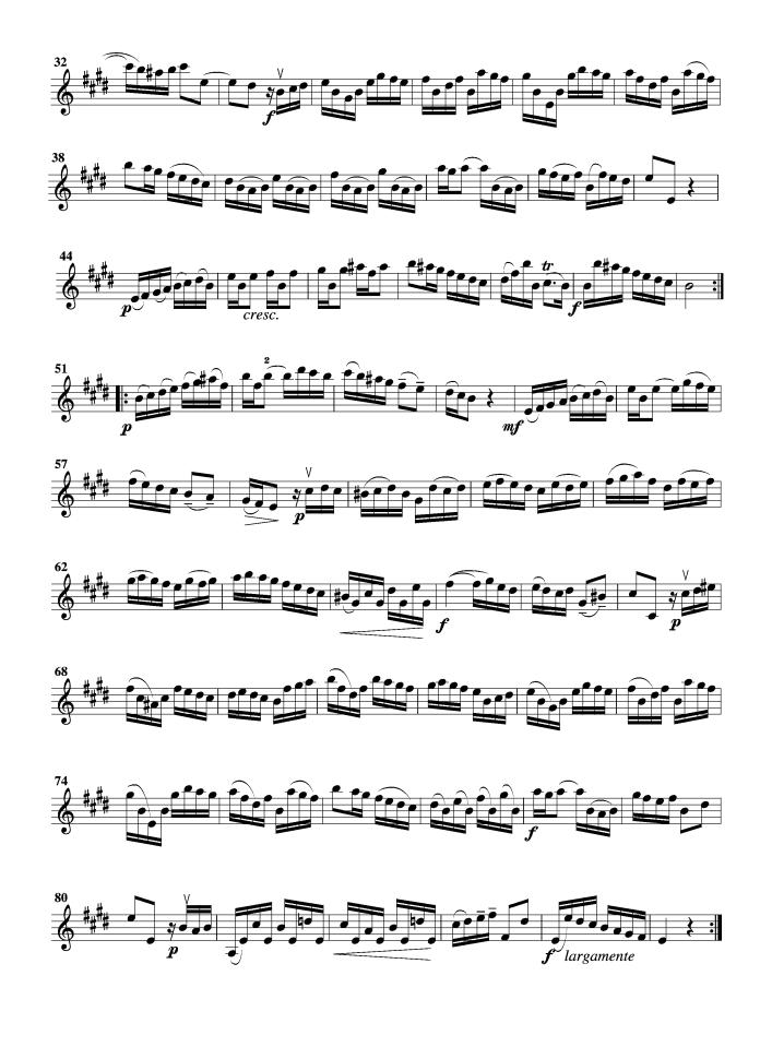 第六奏鸣曲简谱小提琴版,初学者独奏曲谱高清五线谱