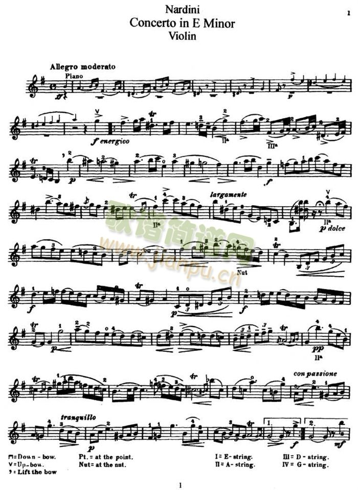 Concerto in E Minjor简谱小提琴版,五线谱,初学者独奏曲谱图片