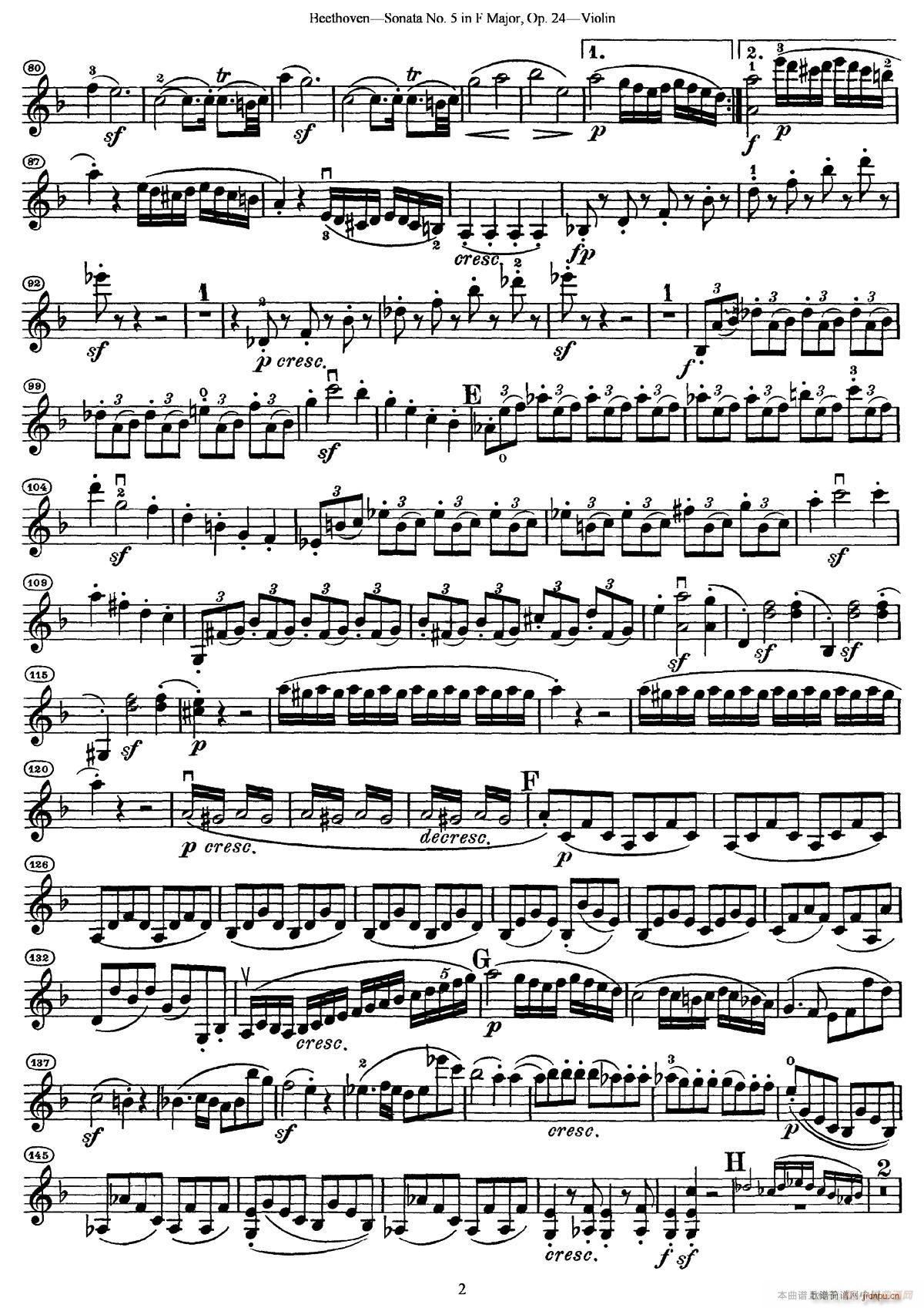 Sonata No 5 in F Major Op 24（F大调第五小提琴奏鸣曲）