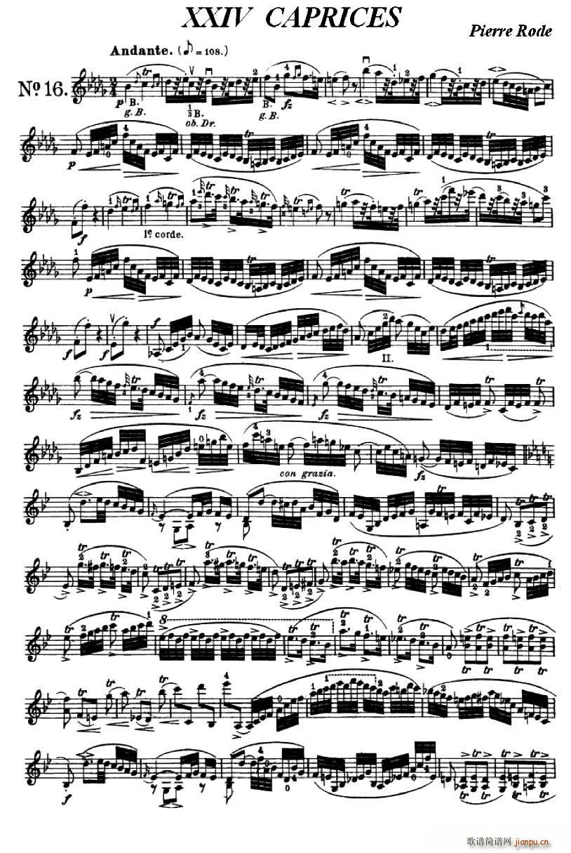 24首练习曲之16简谱小提琴版,新手独奏曲谱高清五线谱
