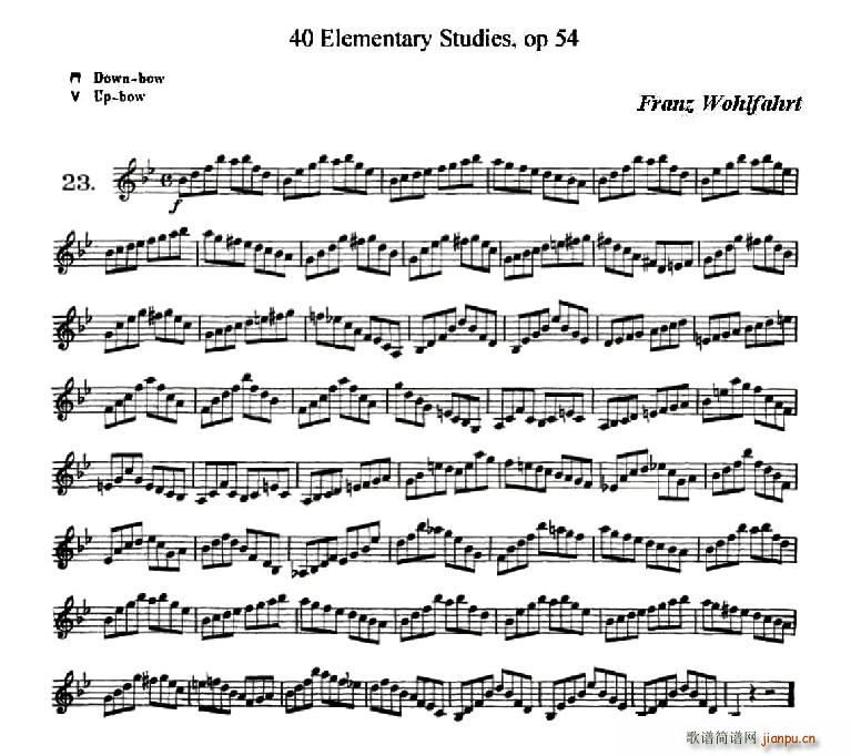 40首初级技巧练习曲之23简谱小提琴版,初学者独奏曲谱高清五线谱
