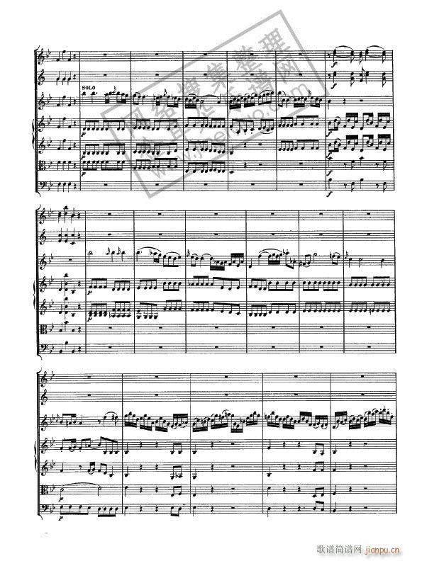 莫扎特降b调7-12-简谱小提琴版,初学者独奏曲谱图片五线谱