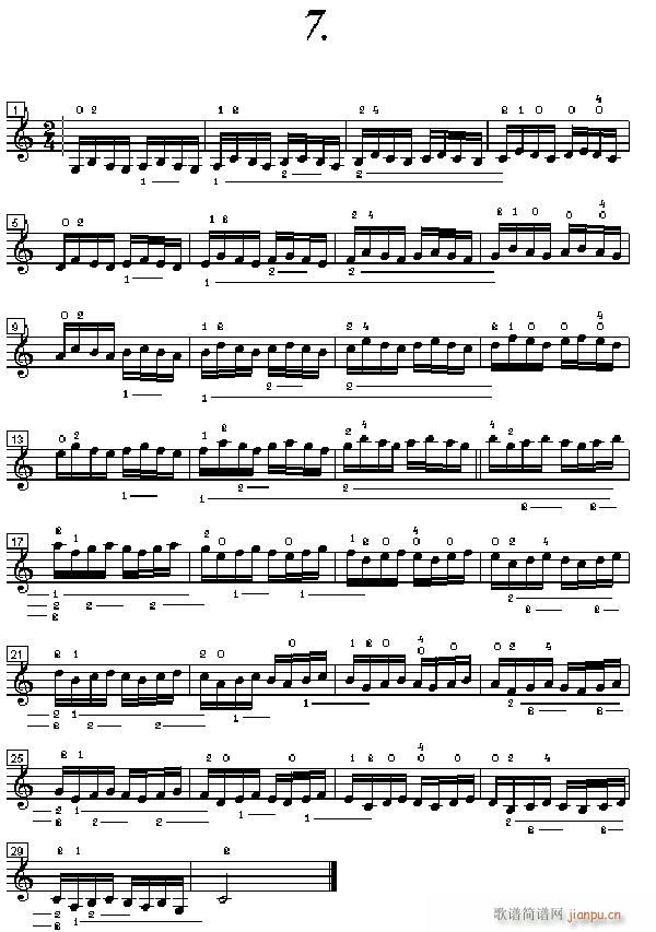 基础指法音准练习教材6简谱小提琴版,初学者独奏曲谱完整版五线谱