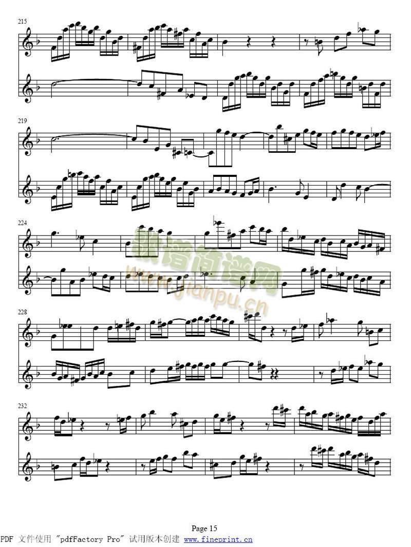 d小调两支协奏曲15-22简谱小提琴版,入门独奏曲谱曲子五线谱