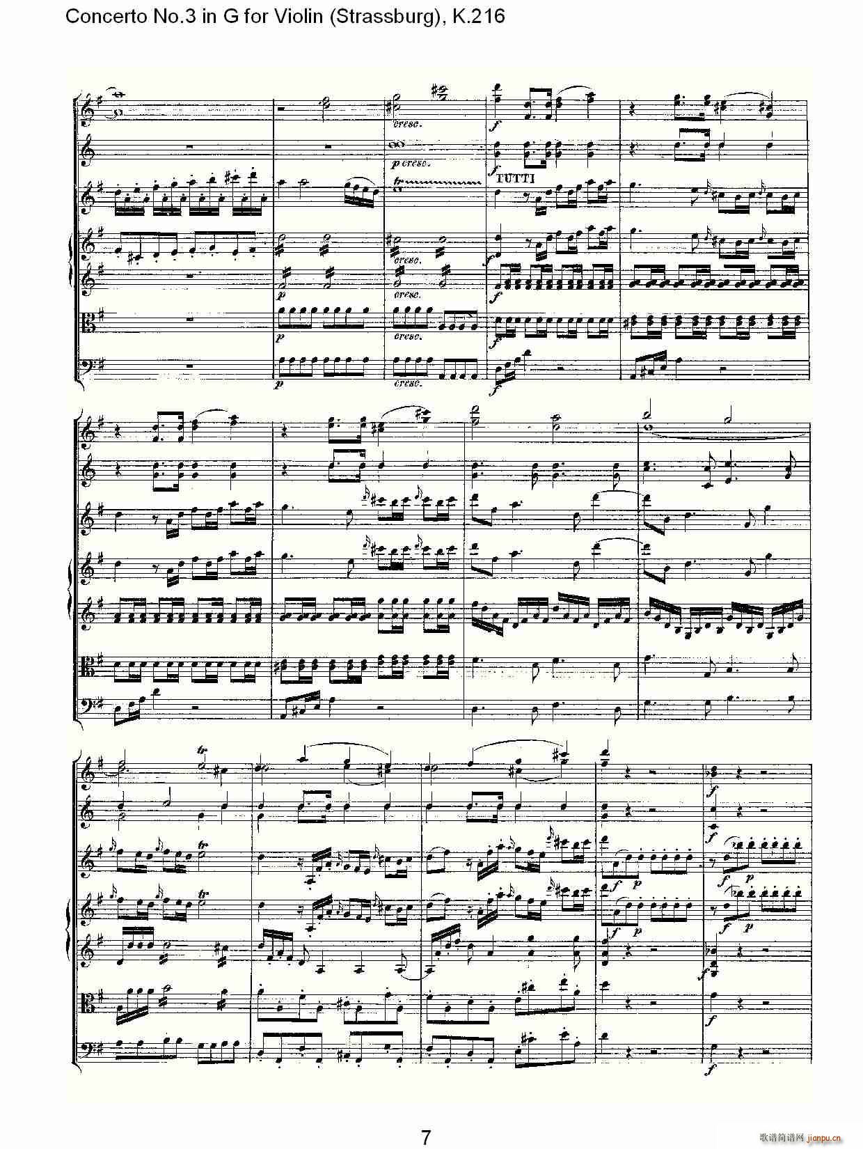 Concerto No.3 in G for Violin K.216（G调小提琴第三协奏曲, K）