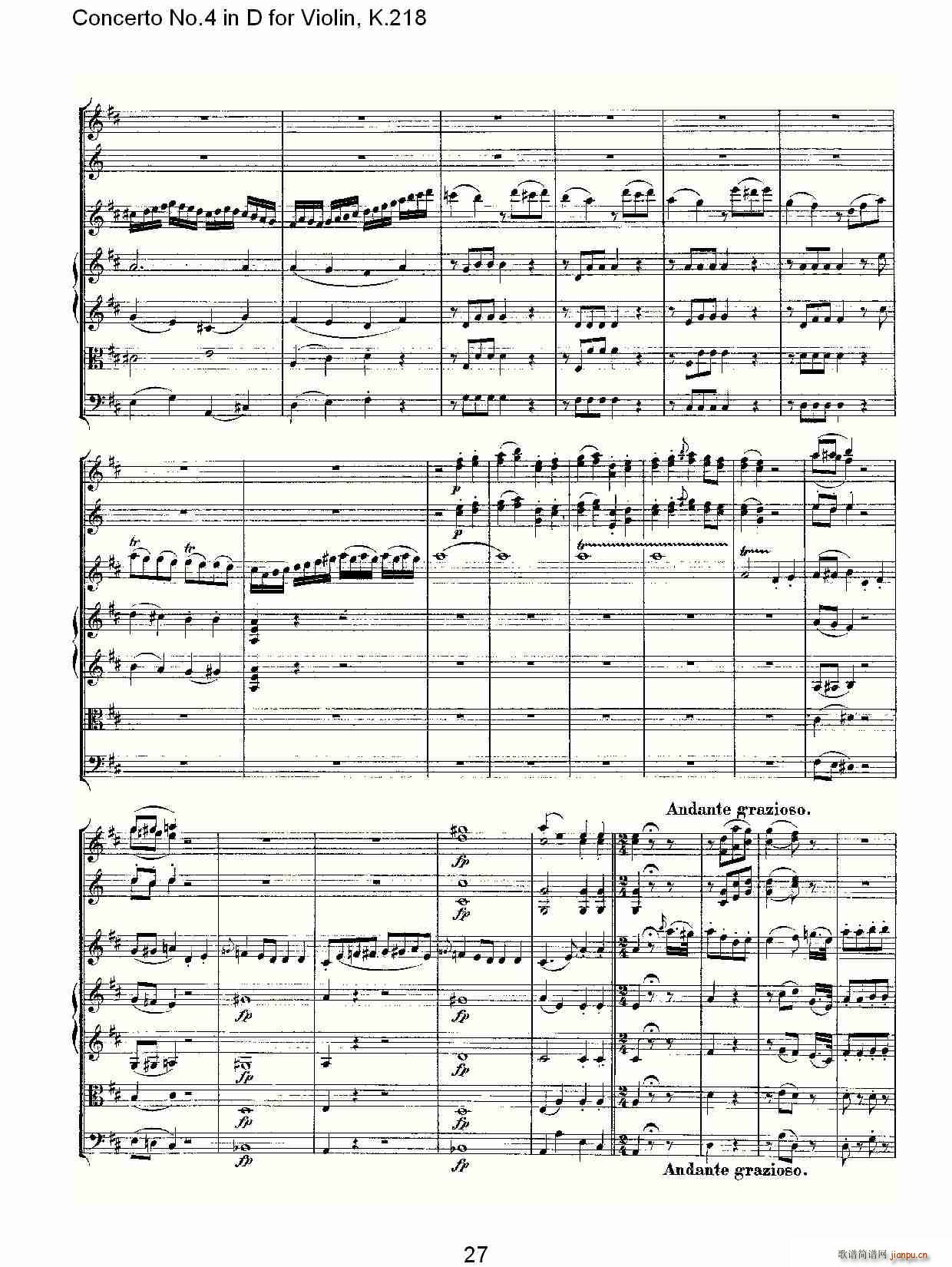 Concerto No.4 in D for Violin, K.218（D调小提琴第四协奏曲，K）