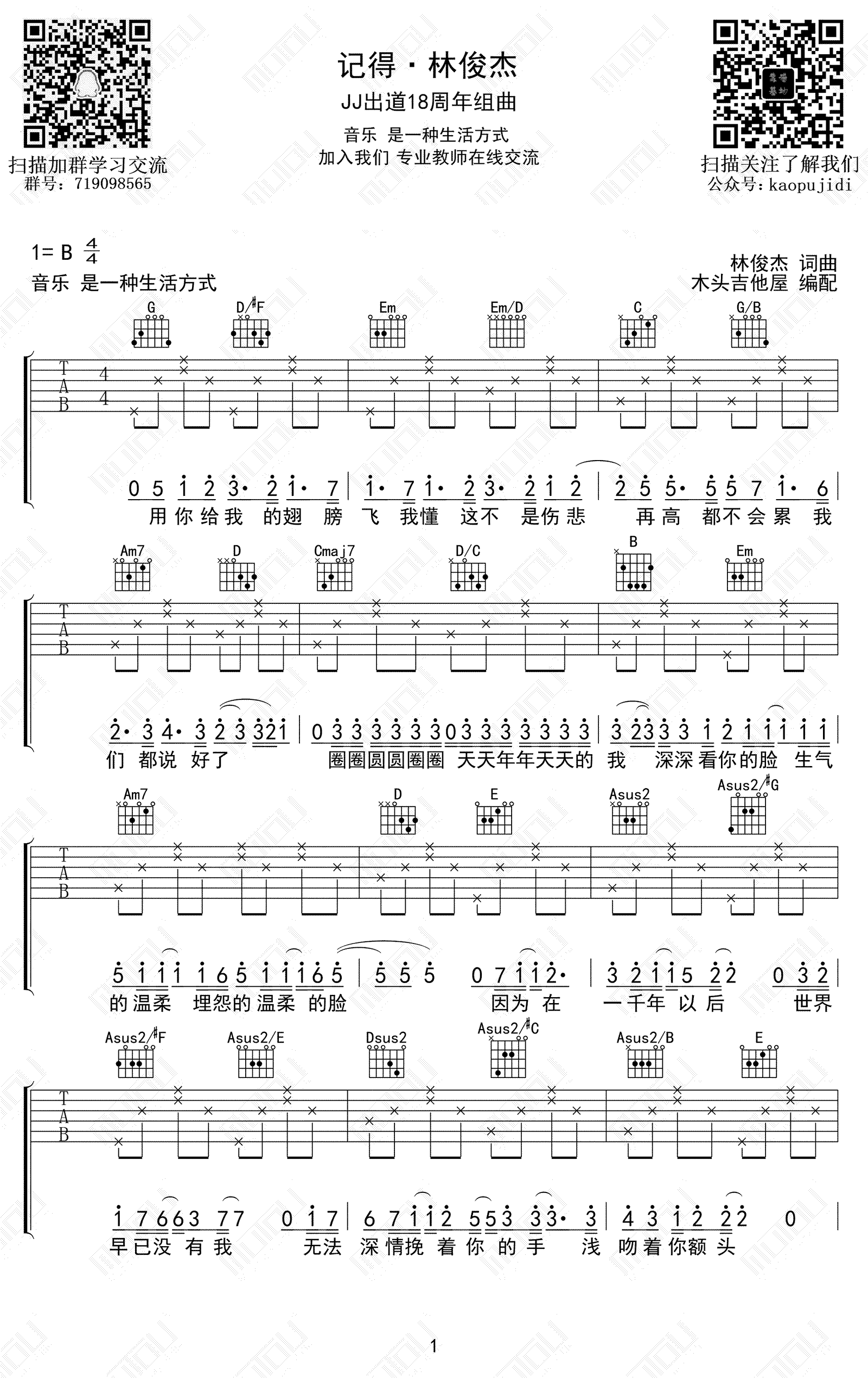 林俊杰-串烧歌曲吉他谱-1