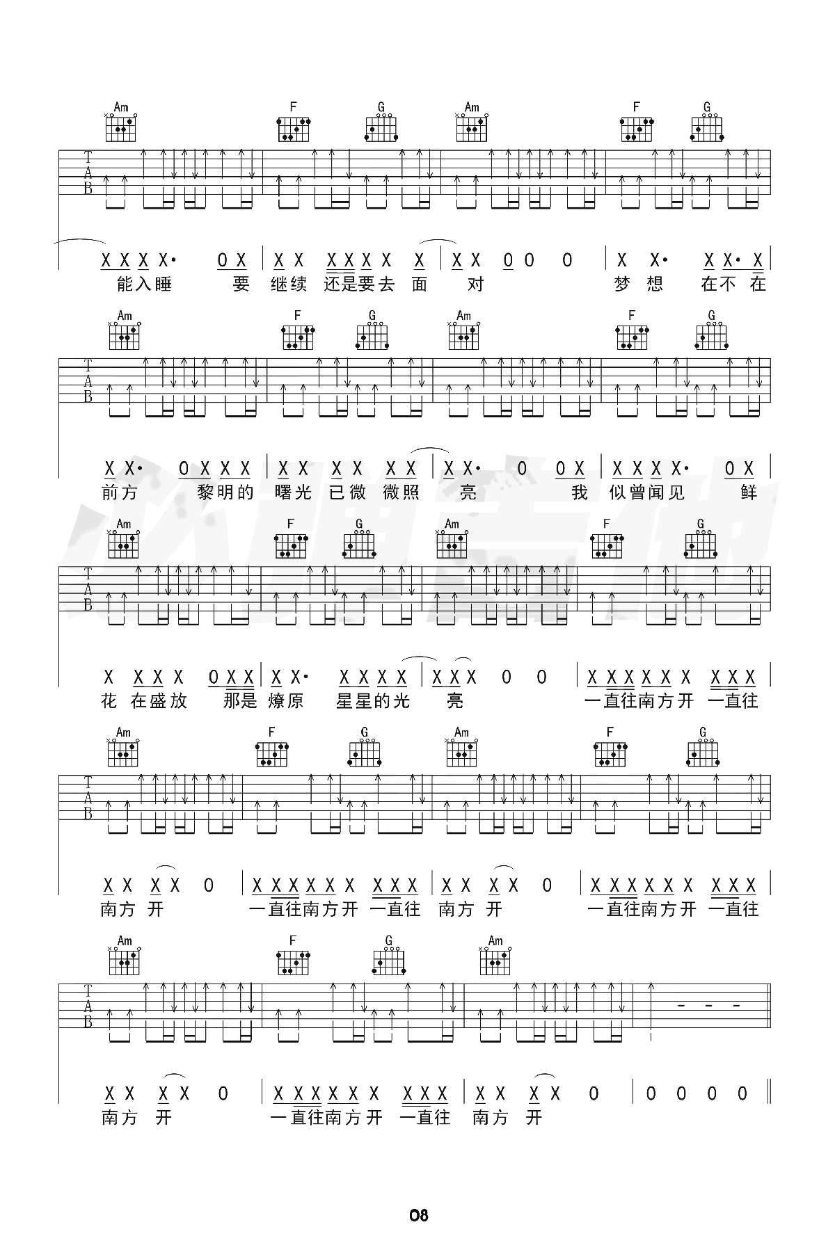 痛仰乐队-公路之歌吉他谱-3