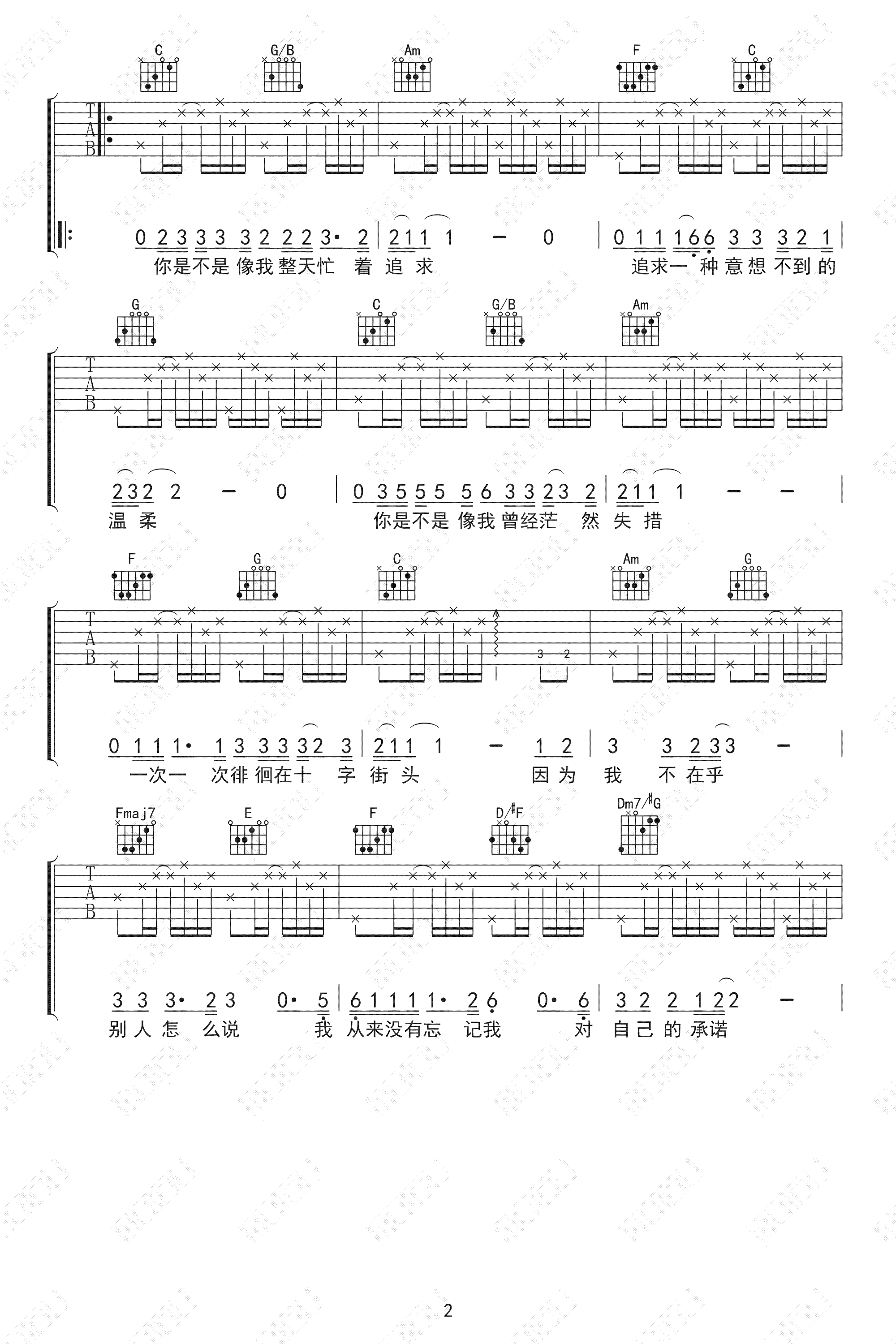 张雨生《我的未来不是梦》吉他谱-2