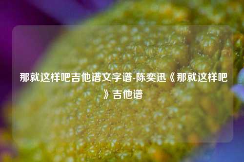  那就这样吧吉他谱文字谱-陈奕迅《那就这样吧》吉他谱